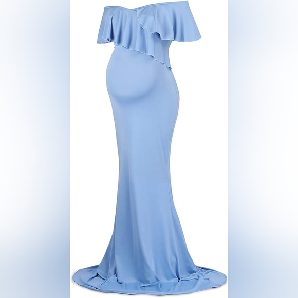 Maternity Ruffle Stretchy Maxi Long Dress - Picture 1 of 2